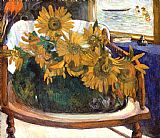 Still Life with Sunflowers on an Armchair by Paul Gauguin